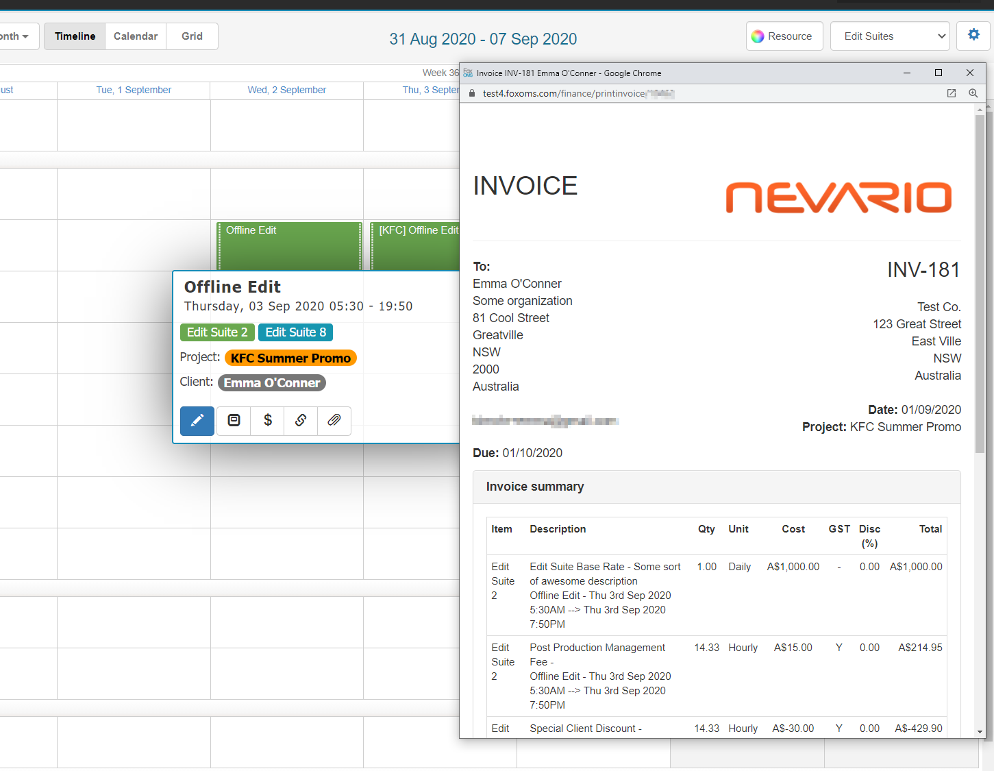 Generate invoices from bookings