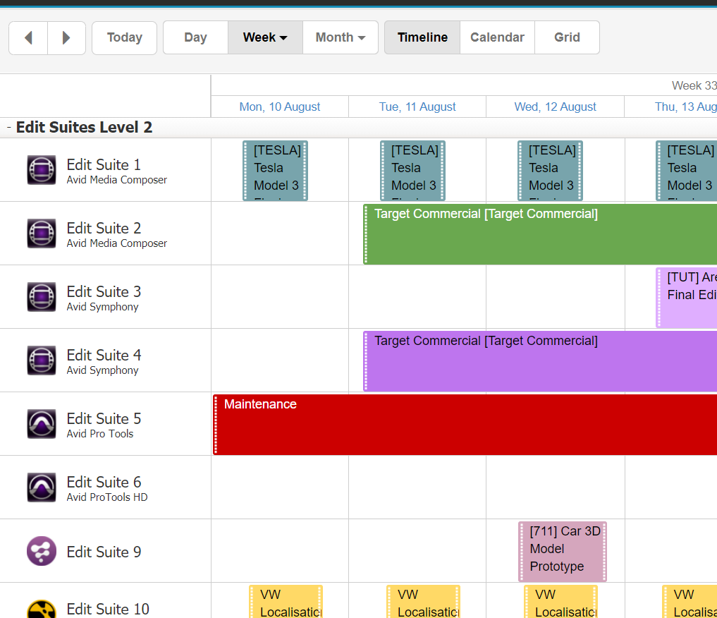 Schedule your resources on a timeline